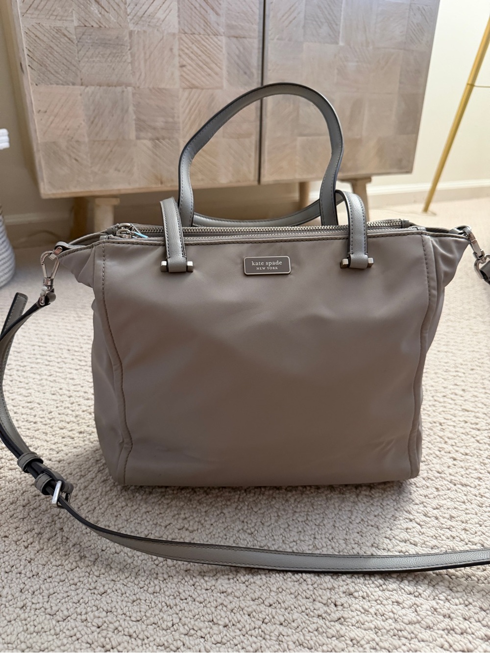 Kate Spade Grey/Taupe Nylon Tote Bag